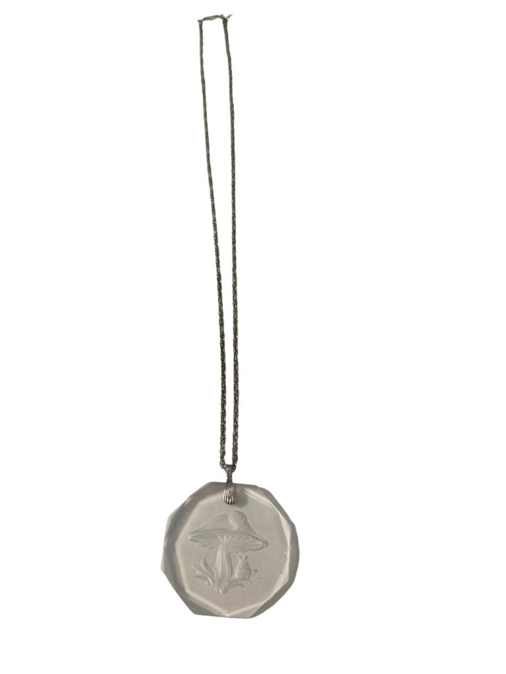 Vintage Hallmark Crystal Mushroom Intaglio Necklace 22 Inch Cottagecore
